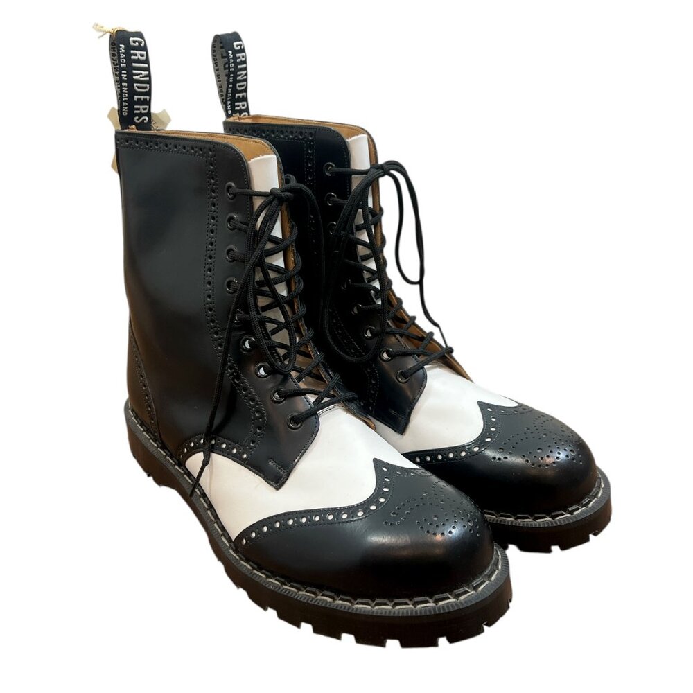 Grinders Rude Boy Boots Black / White Size 12 NWOB
